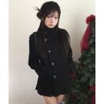 ピーコート pコート 襟付きショートメルトンコート レディース