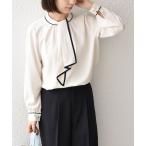 ブラウス シャツ SHIPS Colors:「手洗い可能」バイカラー トリム ボウタイ ブラウス レディース