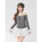 ワンピース デザインネックリボンミニワンピース