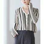 ショッピングストライプ カーディガン パターンニットストライプカーディガン レディース