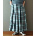 スカート ＴＨＲＥＥ　ＦＩＦＴＹ　ＳＴＡＮＤＡＲＤ　金子敦子さんと作ったチェックのギャザースカート「ライトブルー」
