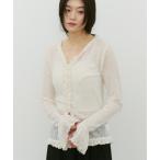 カーディガン シアーワッフルフリルカーデ