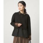 ニット セーター ポロニット ドッキング プルオーバー レディース