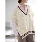 ニット セーター チルデンマントプルオーバー レディース