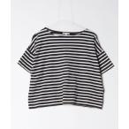 「GLOBAL WORK」 ボーダー柄半袖Tシャツ M ブラック レディース