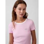 tシャツ リブ GAPロゴ 半袖チビTシャツ レディース