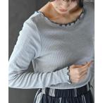 tシャツ ラメ混リブ配色メローカットソー レディース