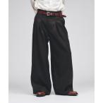  слаксы Wool-Like Box-Pleated Wide Slacks / шерсть Like box tuck широкий слаксы мужской женский 