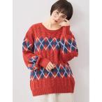 ニット セーター ケーブルアーガイル柄ニット レディース