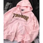 ショッピングパーカ パーカー 「70」「THRASHER/スラッシャー」ブランドロゴ アップリケ刺繍 裏毛 ジップパーカー/ダブルジップ/ショート丈有り メンズ レディー