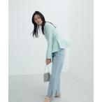 ジーンズ デニム デニムパンツ サイドスリットストレートデニムパンツ レディース