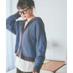 パーカー バイカラーダブルジップニットパーカー レディース