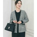 ショッピングロング スーツ ツィードVネックロングジャケット レディース