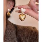 ピアス パールハート×ゴールドハート ピアス（両耳用） レディース