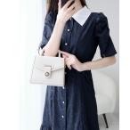 「mily bilet」 半袖ワンピース X-LARGE ネイビー レディース