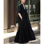 ショッピングローン 「Plage」 7分袖ワンピース 38 ブラック レディース