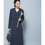 ショッピングミモレ丈 ワンピース ベルト付カシュクールサテンワンピース