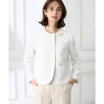 ショッピング15号 コート アウター 「セレモニー対応」ツイードノーカラージャケット「大きいサイズあり」 レディース