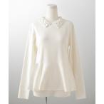 ニット セーター フラワーモチーフ 襟付き ニット トップス HUIT レディース