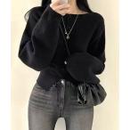 カーディガン クルーネック裾スリットニットカーディガン レディース