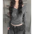 tシャツ 「春夏新作」胸元ドレープサイド