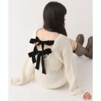 ニット セーター ベロアリボンチュニックニット 636824 レディース