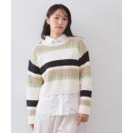 ショッピングボーダー ニット セーター カラーボーダーミドルゲージニット レディース