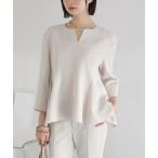 ブラウス シャツ 「洗える」カーブネックフレアブラウス レディース