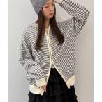 ショッピングボーダー パーカー ボーダーニットパーカー レディース