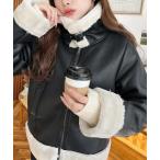 [moment+] мутоновое пальто L оттенок черного прочее женский 