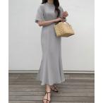 「LAUIR」 半袖ワンピース LARGE ライトグレー レディース