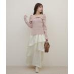  выставить off-shoulder ribbon knit × tiered skirt set / off плечо лента вязаный ×tia-dos машина 