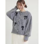 カーディガン リボン付きニットカーディガン レディース