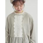 ブラウス シャツ 前立てレース切替ブラウス レディース