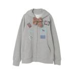 ショッピングタイ パーカー リボンタイ付ネームワッペンいっぱいパーカー レディース