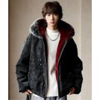 ショッピングスウェード ブルゾン アウター 「neos」ルーズシルエット フェイクスウェード 裏ボア ファー フード ジャケット メンズ 冬アウター メンズ レディース