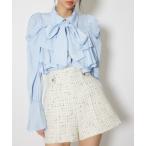 ブラウス シャツ BIGリボンダンガリーパターンブラウス 春服 レディース