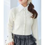 ショッピング綿100 カーディガン リボンレース襟ニットカーディガン レディース