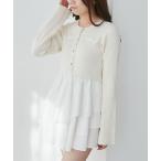 ワンピース ニットドッキングティアードミニワンピ