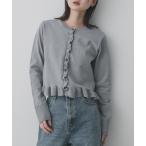 ショッピングオブ カーディガン 「洗濯可」フリルトリムニットカーディガン レディース