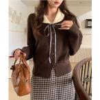 ショッピングチケット カーディガン チケットリボン付き　配色ニットカーディガン レディース