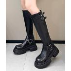 ショッピング厚底 ブーツ HALEY PESCA/ベルテッド厚底ロングブーツ レディース