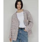 ベスト ジレ ミックスヤーンツイードジャケット レディース