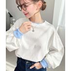 tシャツ バイカラー配色リブロンT レディース