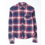 「Abercrombie&Fitch」 チェック柄長袖ネルシャツ X-SMALL レッド レディース