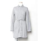 「Abercrombie&Fitch」 ボーダー柄シャツワンピース X-SMALL グレー レディース
