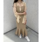 「junoah」 キャミソールワンピース MEDIUM ベージュ レディース