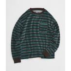 ショッピングボーダー tシャツ ベルベットタッチ ベロアボーダー ロンT メンズ