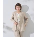 スーツ ストレッチノーカラージャケット レディース