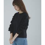  футболка тренировочный [WEB ограничение ] оборка рукав тренировочный тянуть over женский 